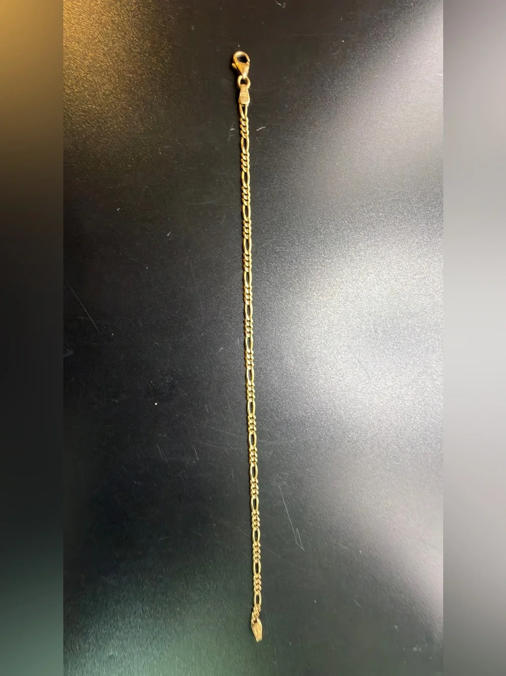 14k ITALIAN GOLD FIGARO CHAIN LINK BRACELET 7”  Dainty Minimalist Classic Chic